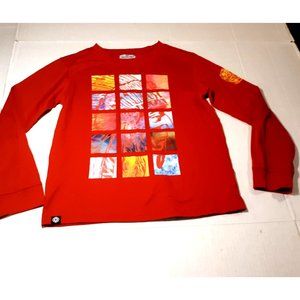 Akademiks Boys Size Large 14 - 16 Red Long Sleeve Pullover Shirt Tribal Graphic